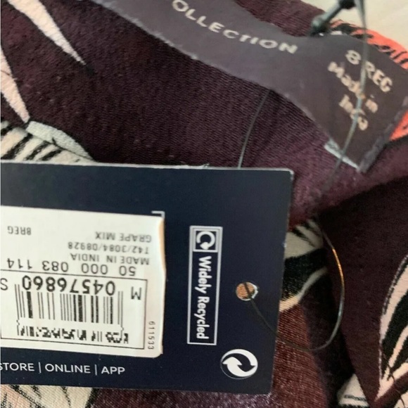 M&S Sustainable Viscose Grape Mix Floral Size 8 Faux Wrap Midi Skirt - Picture 3 of 4